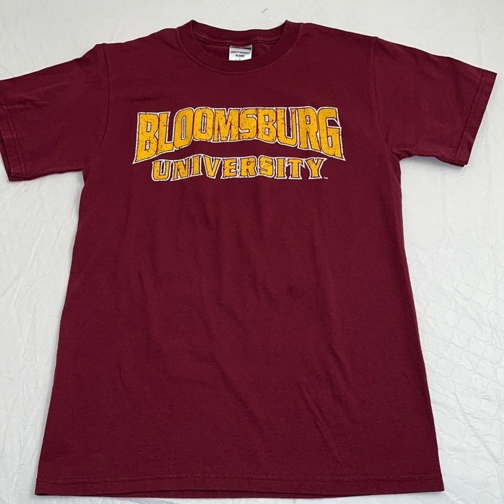 Jerseez Bloomsberg University burgundy and gold short sleeve logo mascot t-shirt